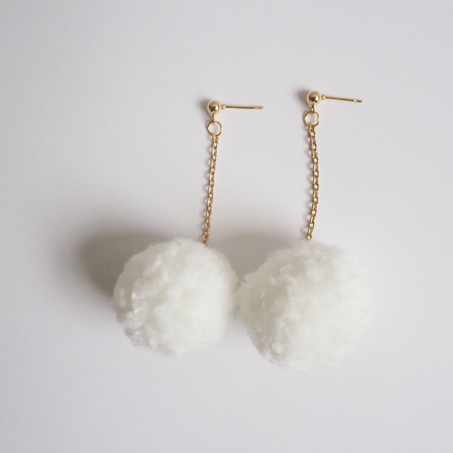 Jasmine White Pom Pom Earrings