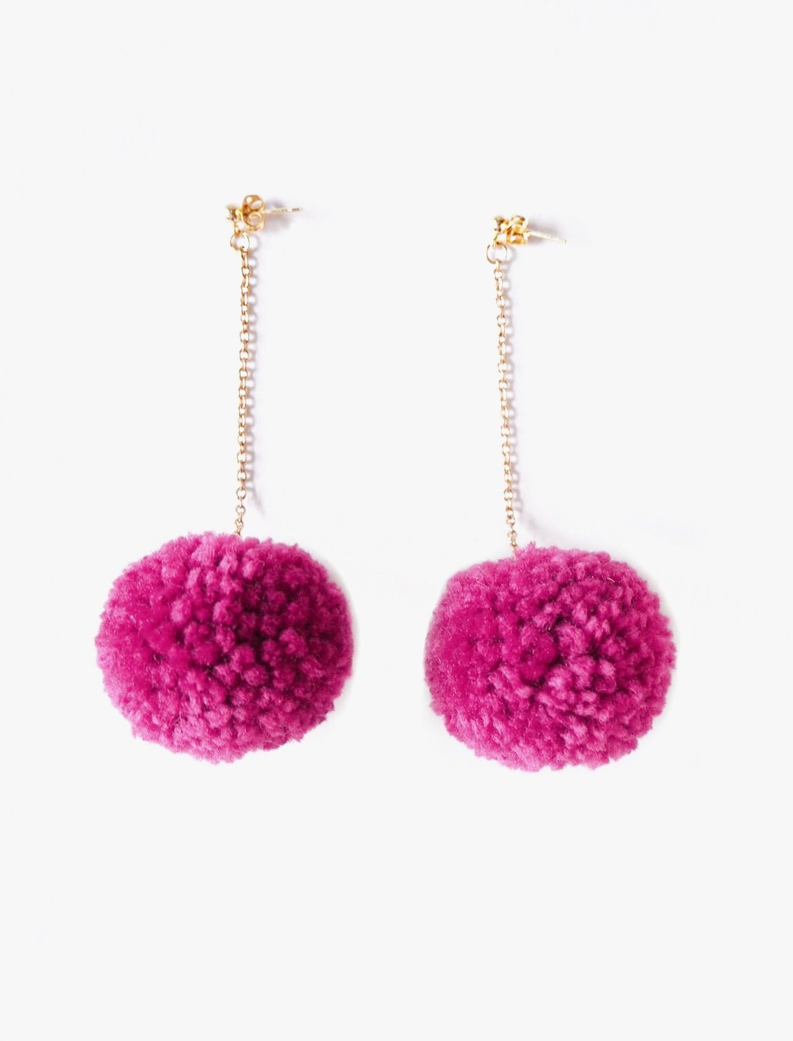 Red Wine Pom Pom Earrings - Nariss by Narissara