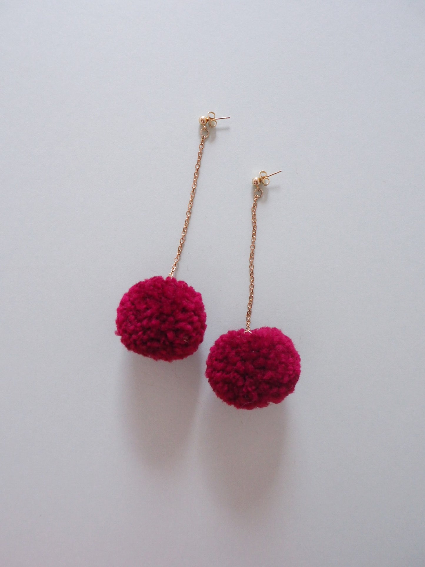 Red Wine Pom Pom Earrings - Nariss by Narissara