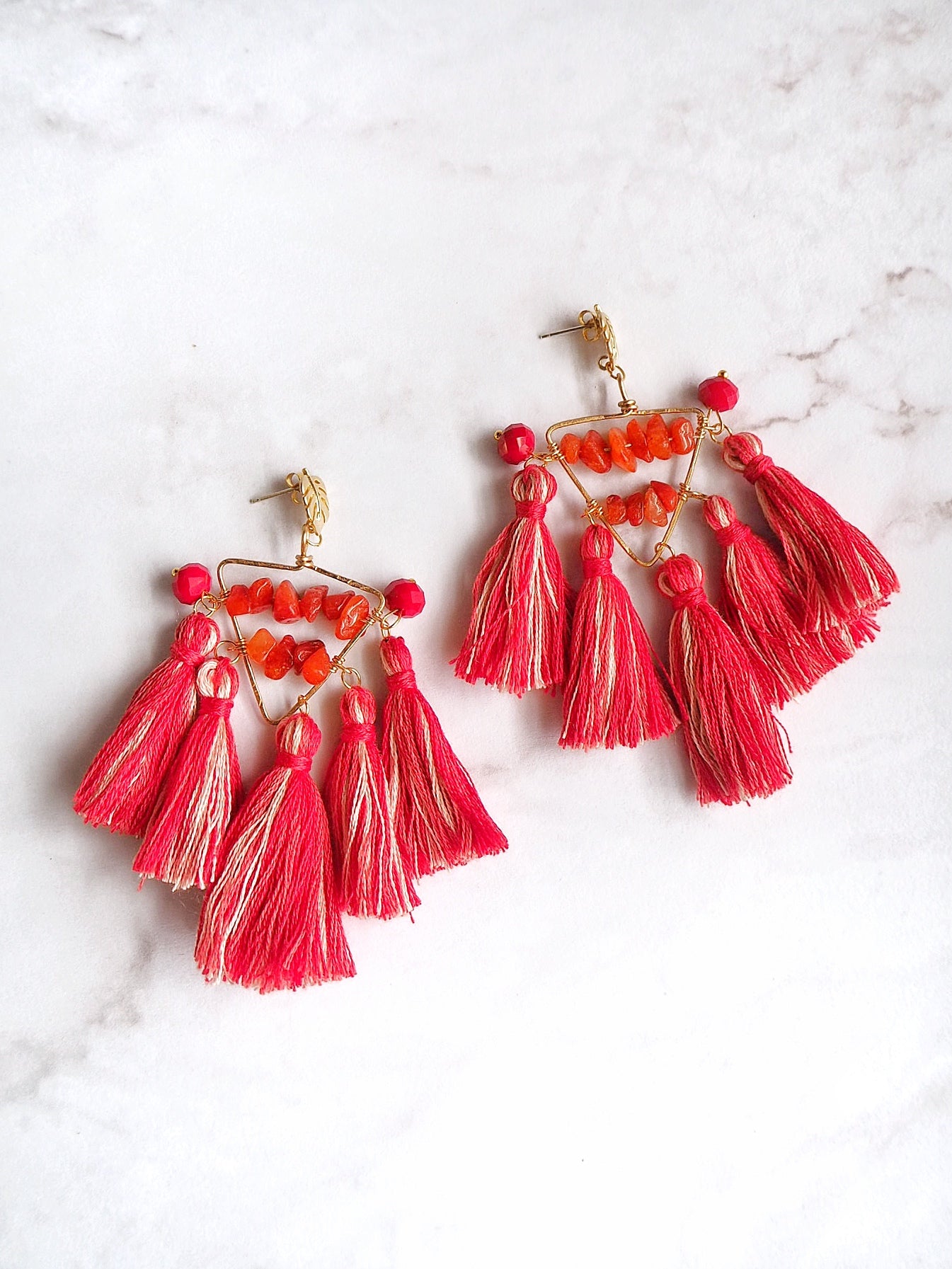 Red Wine Pom Pom Earrings - Nariss by Narissara