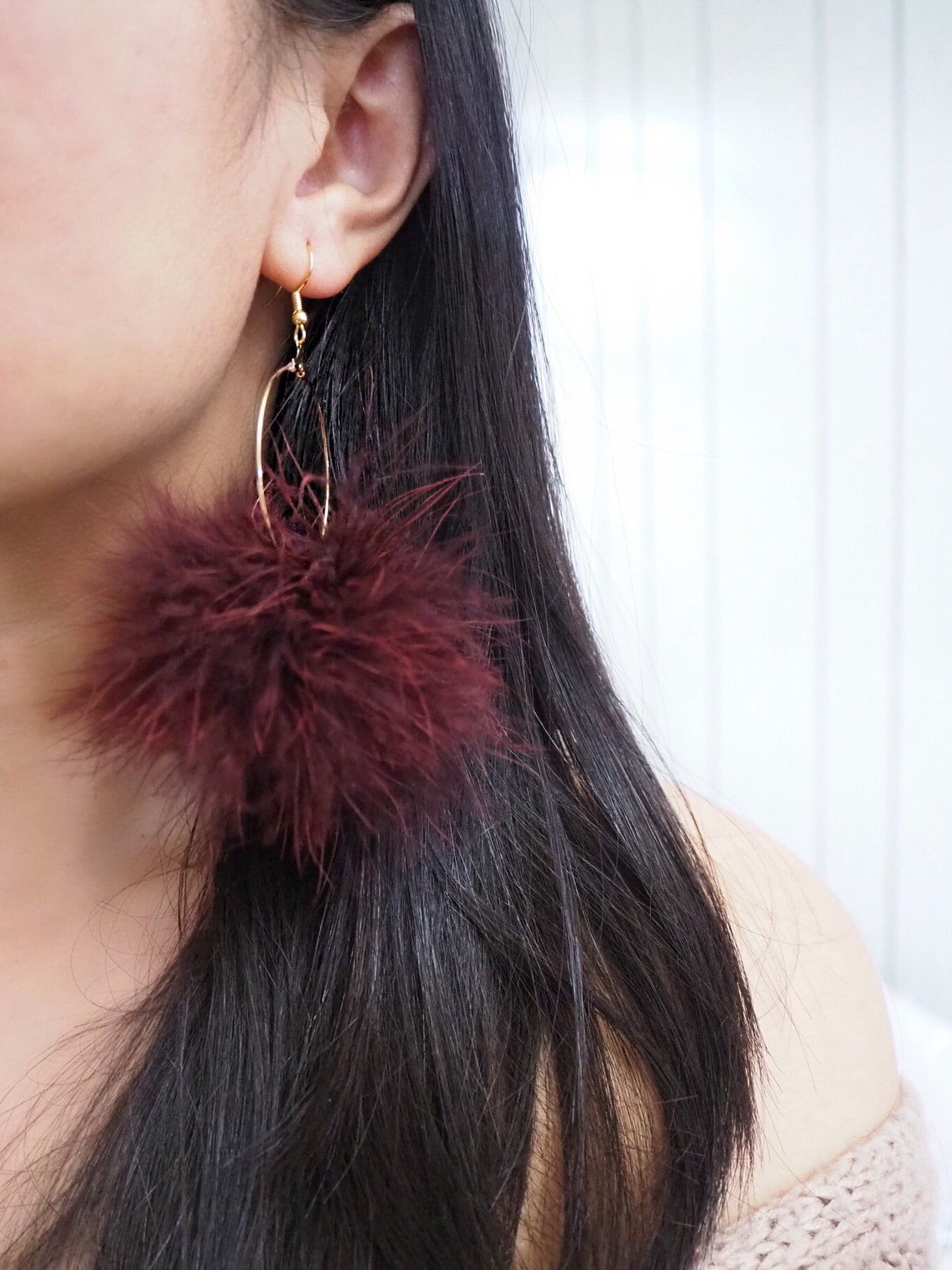Red Wine Pom Pom Earrings - Nariss by Narissara