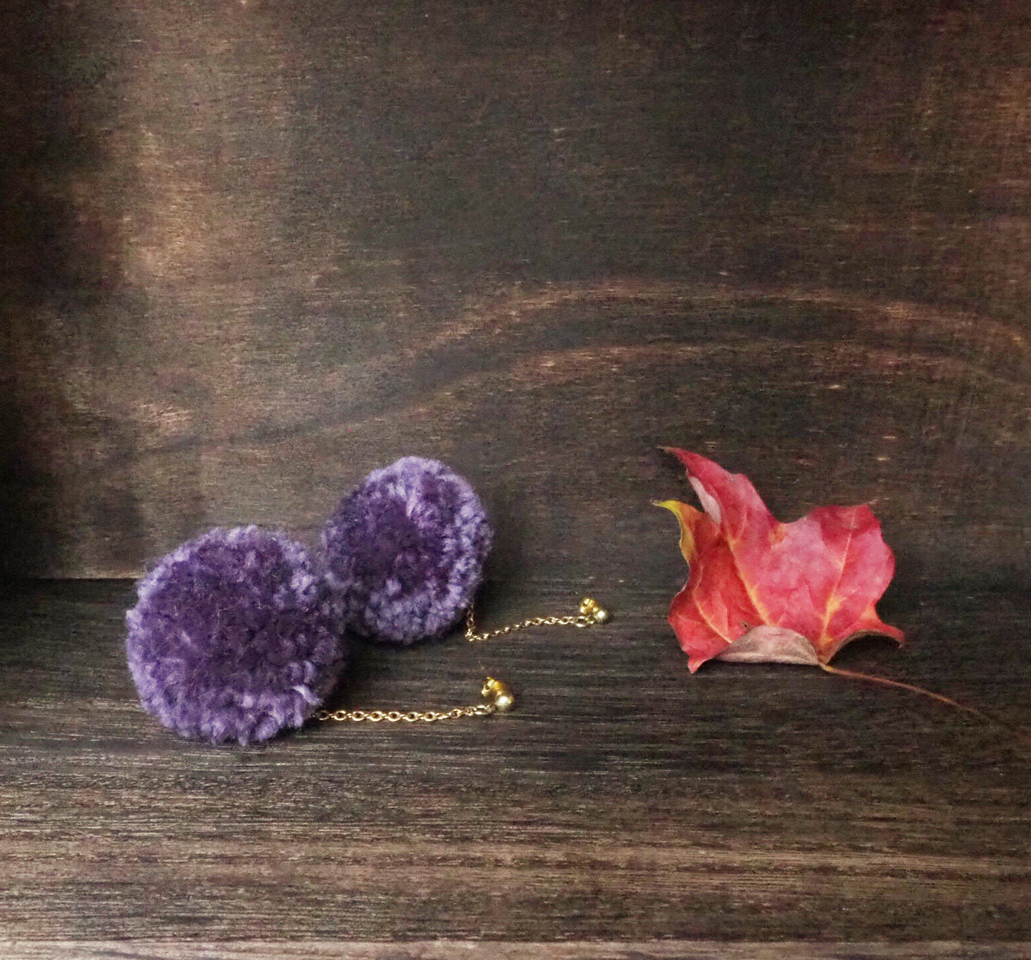 Red Wine Pom Pom Earrings - Nariss by Narissara