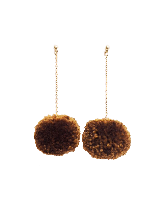 Red Wine Pom Pom Earrings - Nariss by Narissara