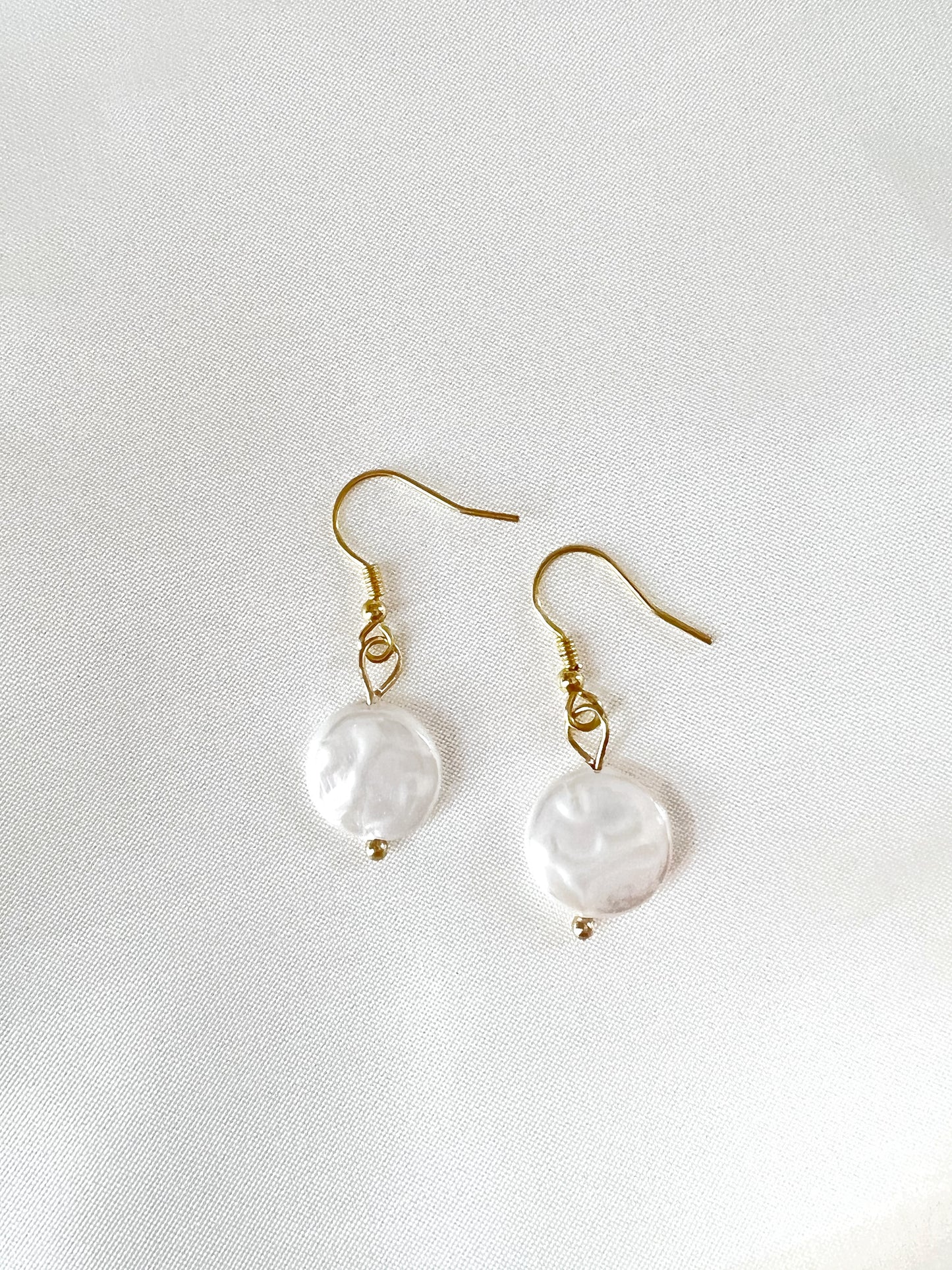 Freshwater Pearl Coin Dangle Earrings