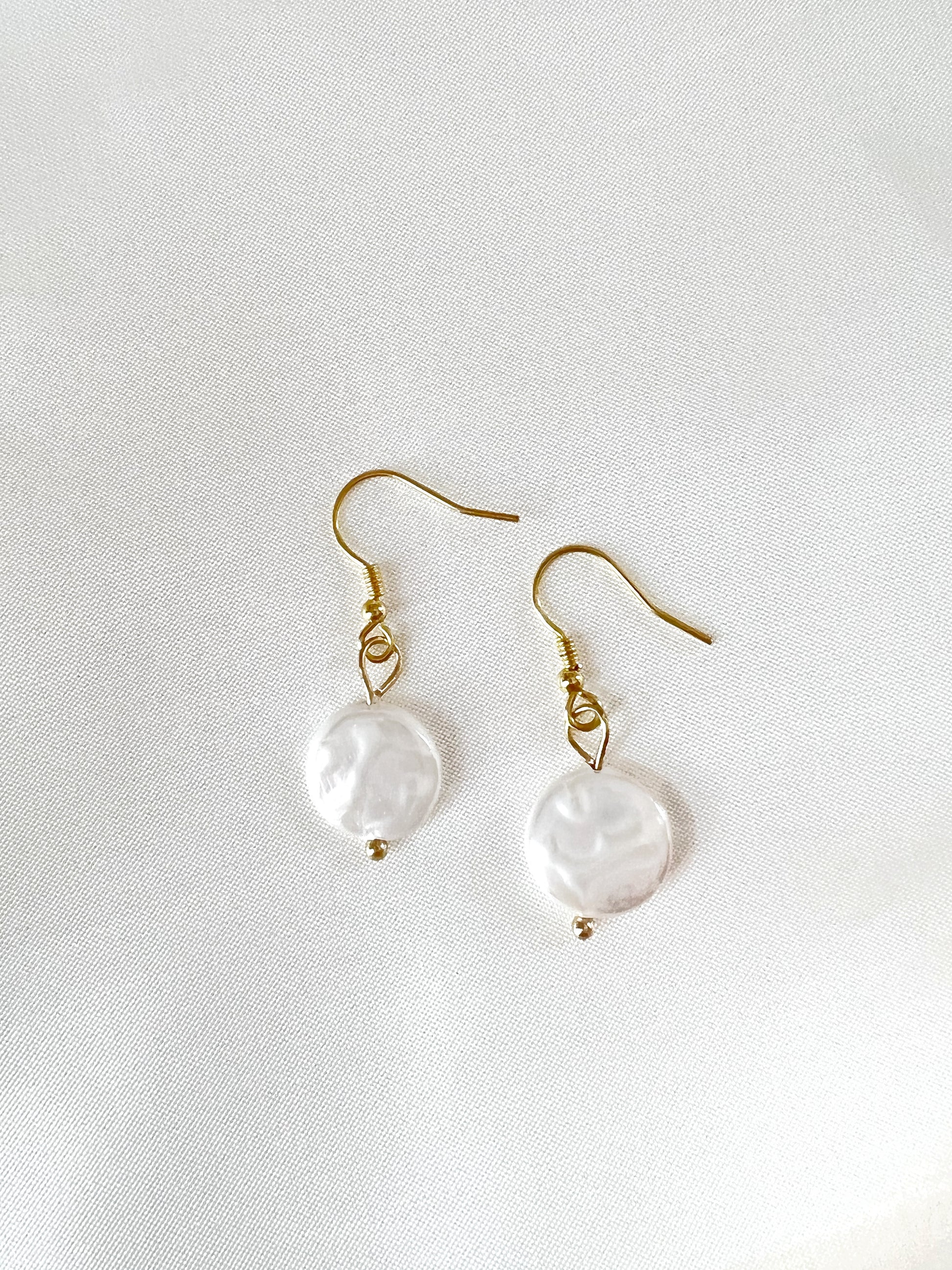 Freshwater Pearl Coin Dangle Earrings
