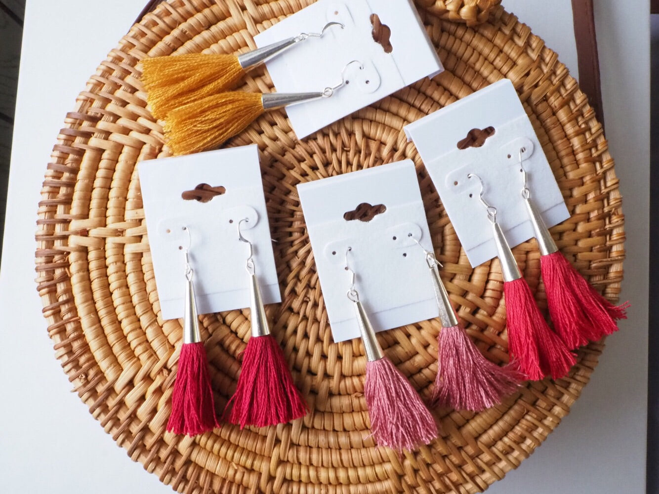Red Wine Pom Pom Earrings - Nariss by Narissara