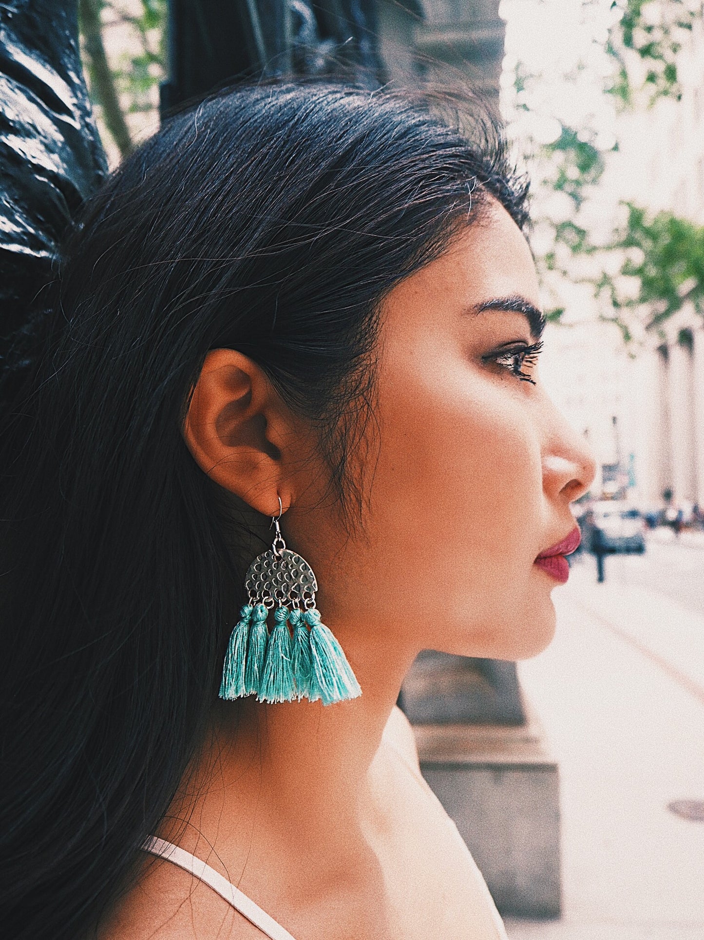 Red Wine Pom Pom Earrings - Nariss by Narissara