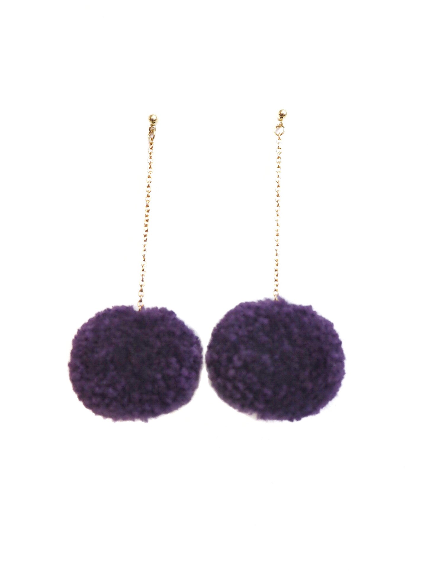 Red Wine Pom Pom Earrings - Nariss by Narissara