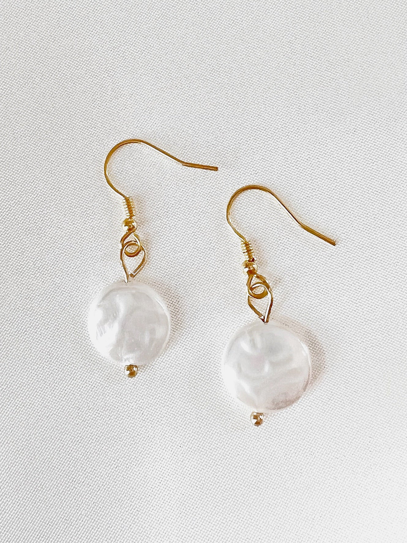 Freshwater Pearl Coin Dangle Earrings