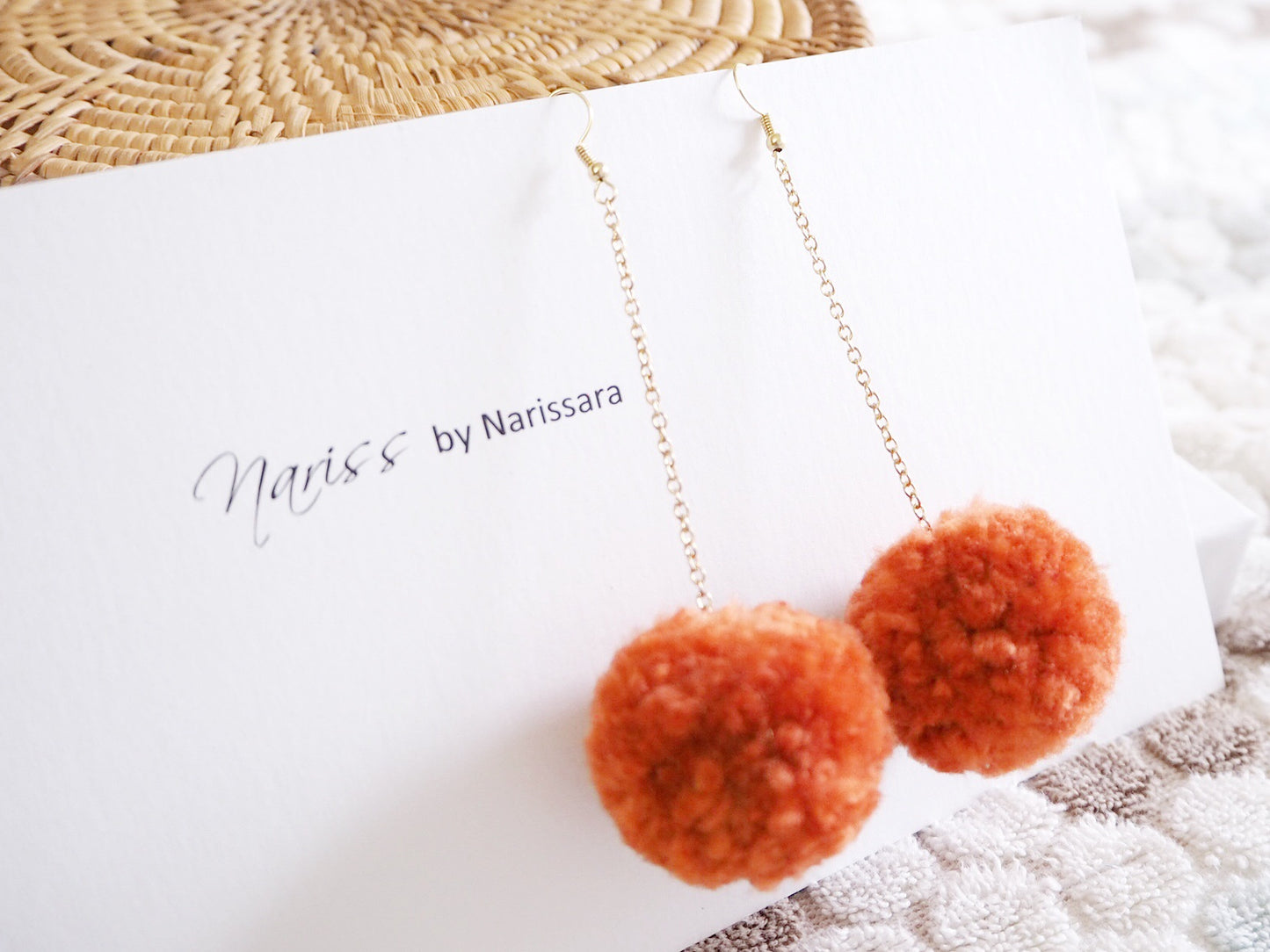 Red Wine Pom Pom Earrings - Nariss by Narissara