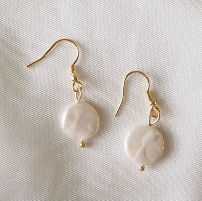 Freshwater Pearl Coin Dangle Earrings
