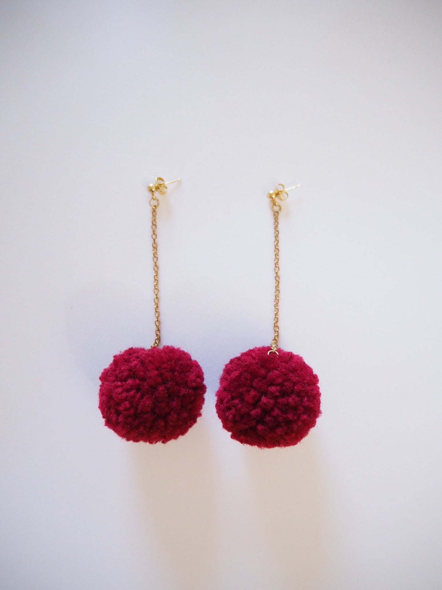 Red Wine Pom Pom Earrings - Nariss by Narissara