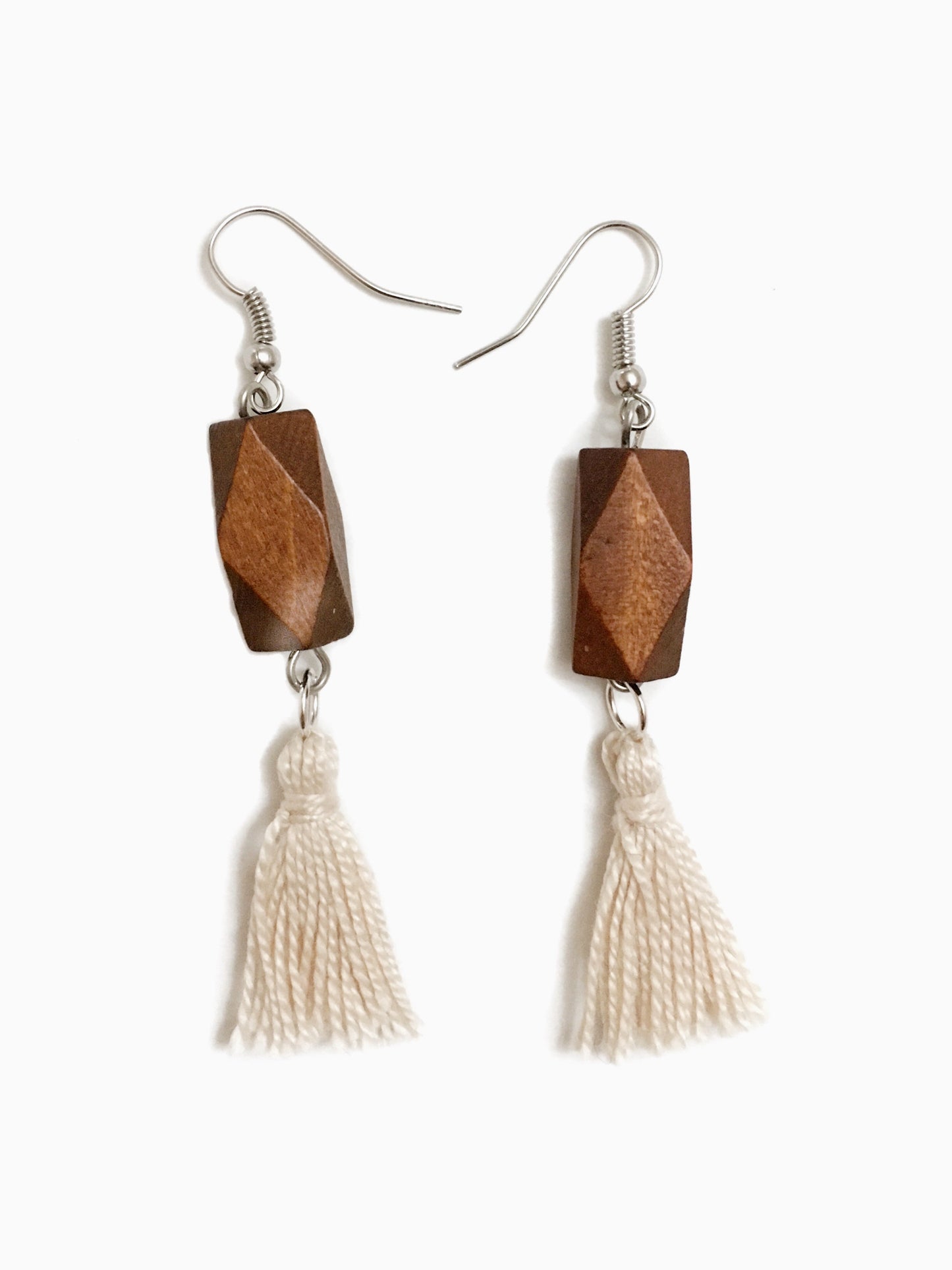 Mini Tassel Wood Dangle Earrings