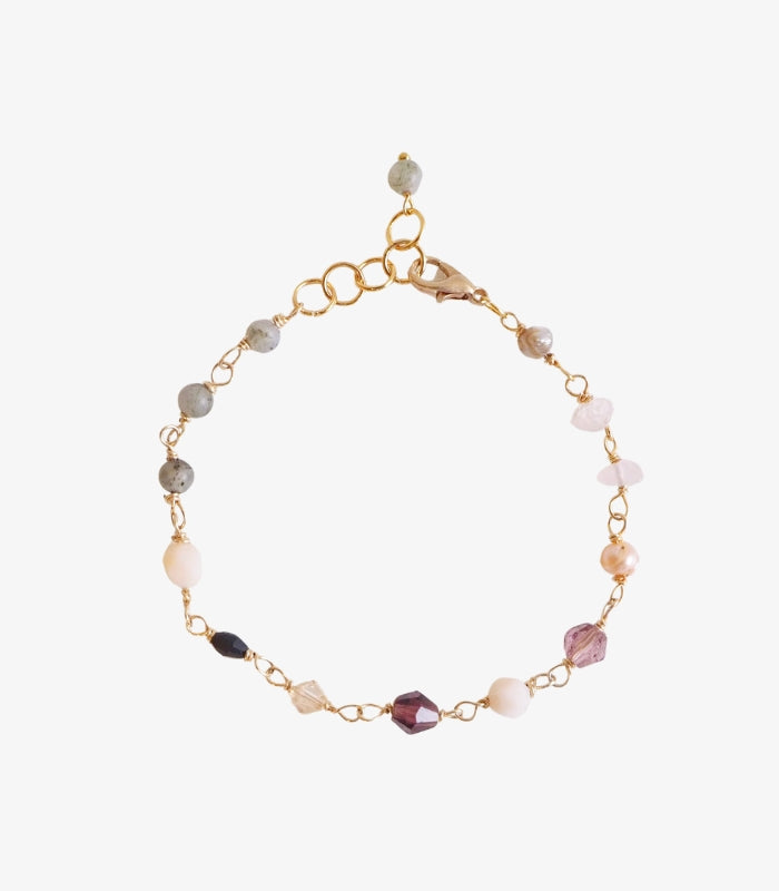 Labradorite Rose Quartz Bead Chain Bracelet