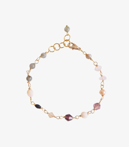 Labradorite Rose Quartz Bead Chain Bracelet