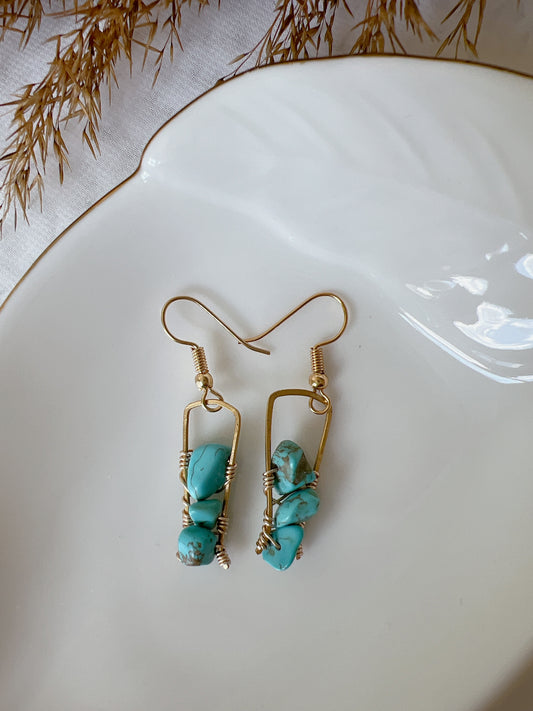 Turquoise Wire Wrapped Earrings