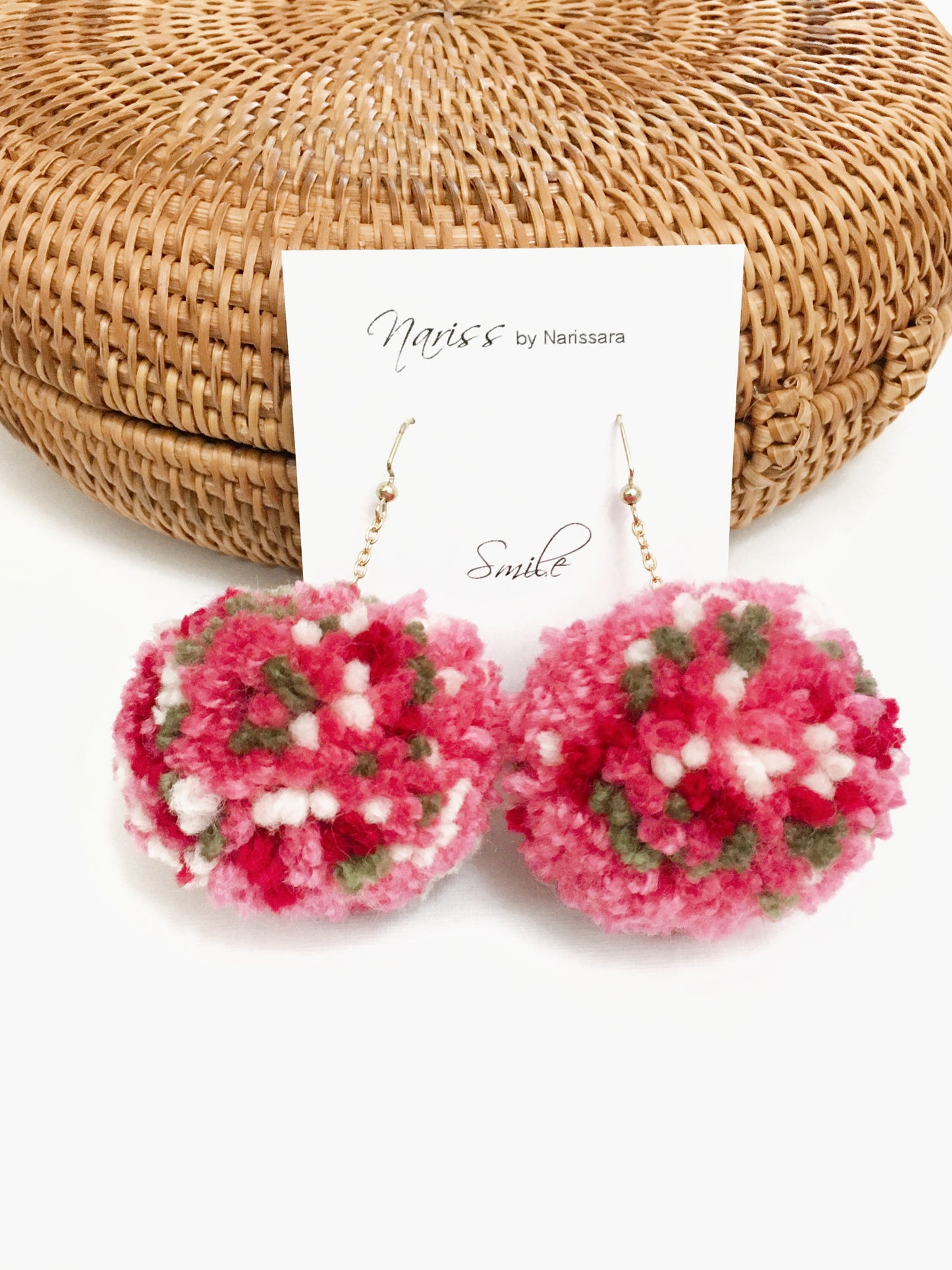 Red Wine Pom Pom Earrings - Nariss by Narissara