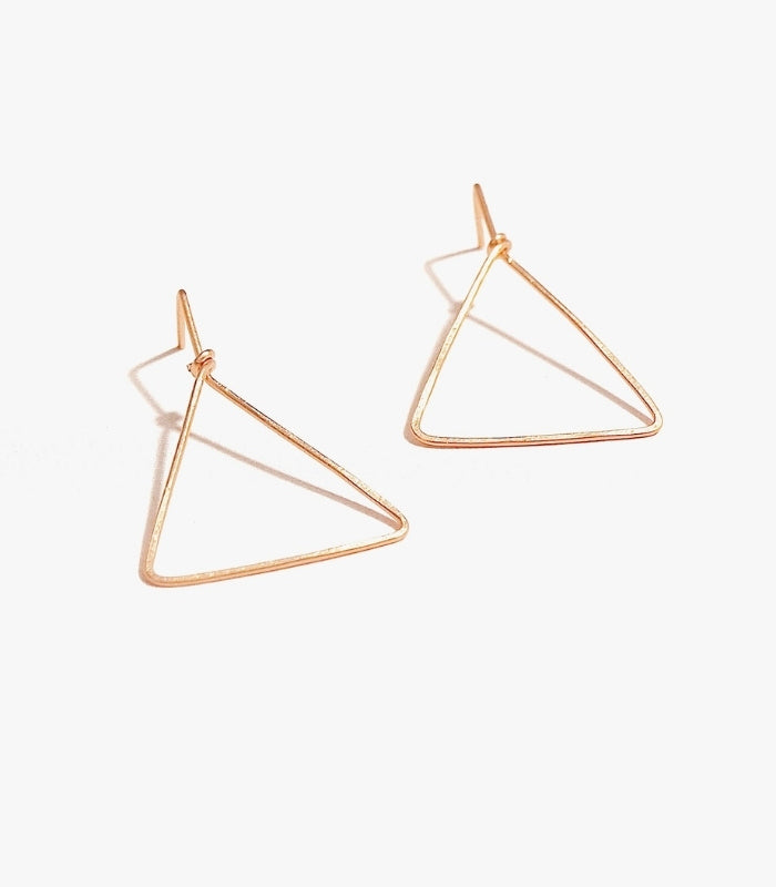 Rose Gold Triangle Wire Earrings