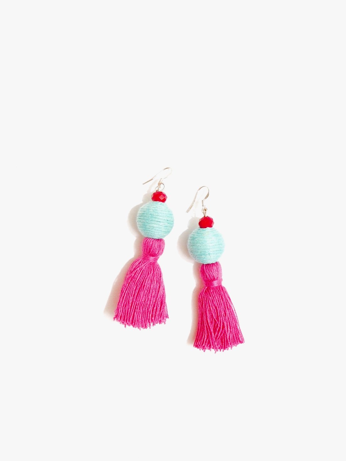 Red Wine Pom Pom Earrings - Nariss by Narissara