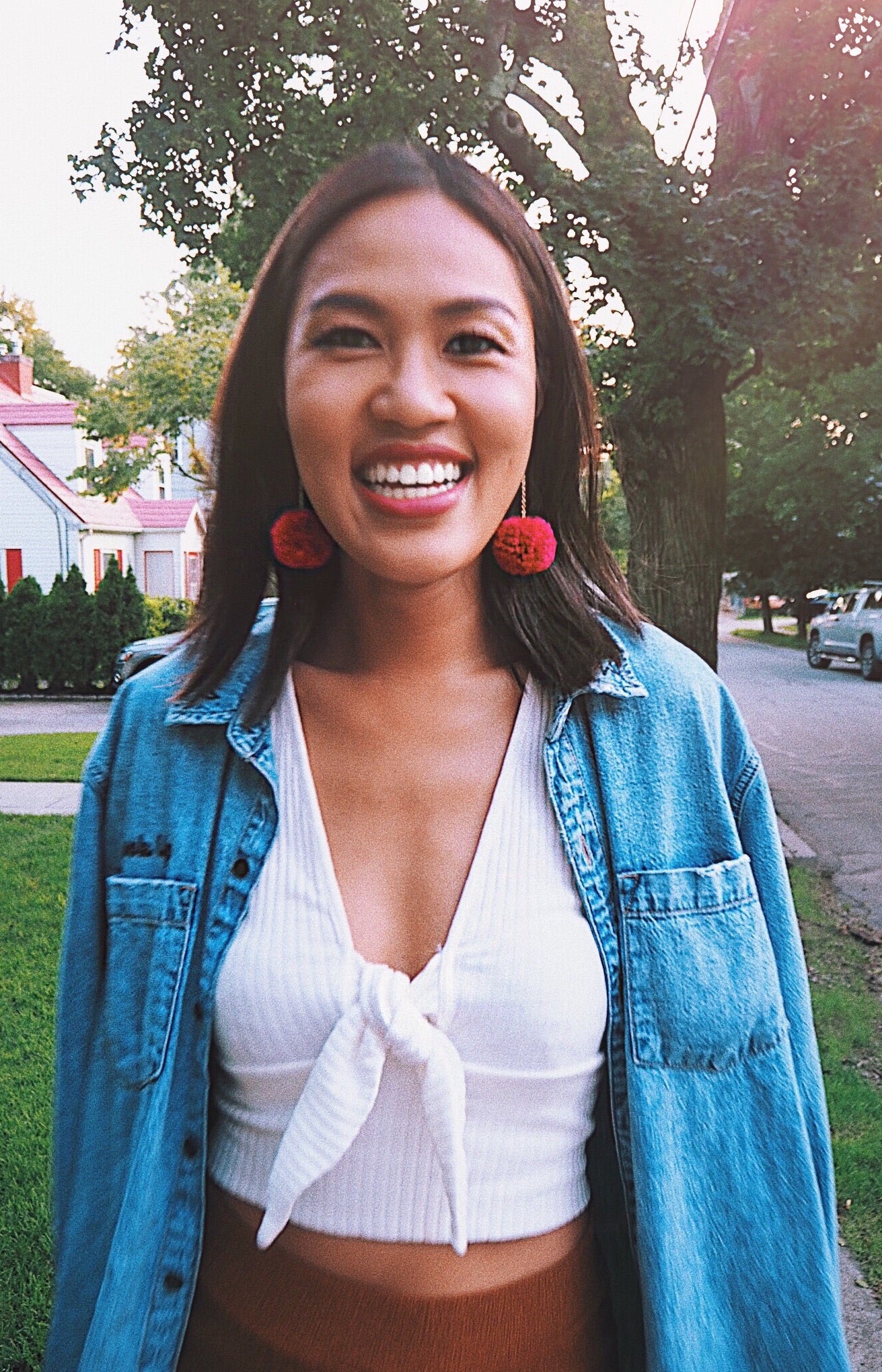 Red Wine Pom Pom Earrings - Nariss by Narissara