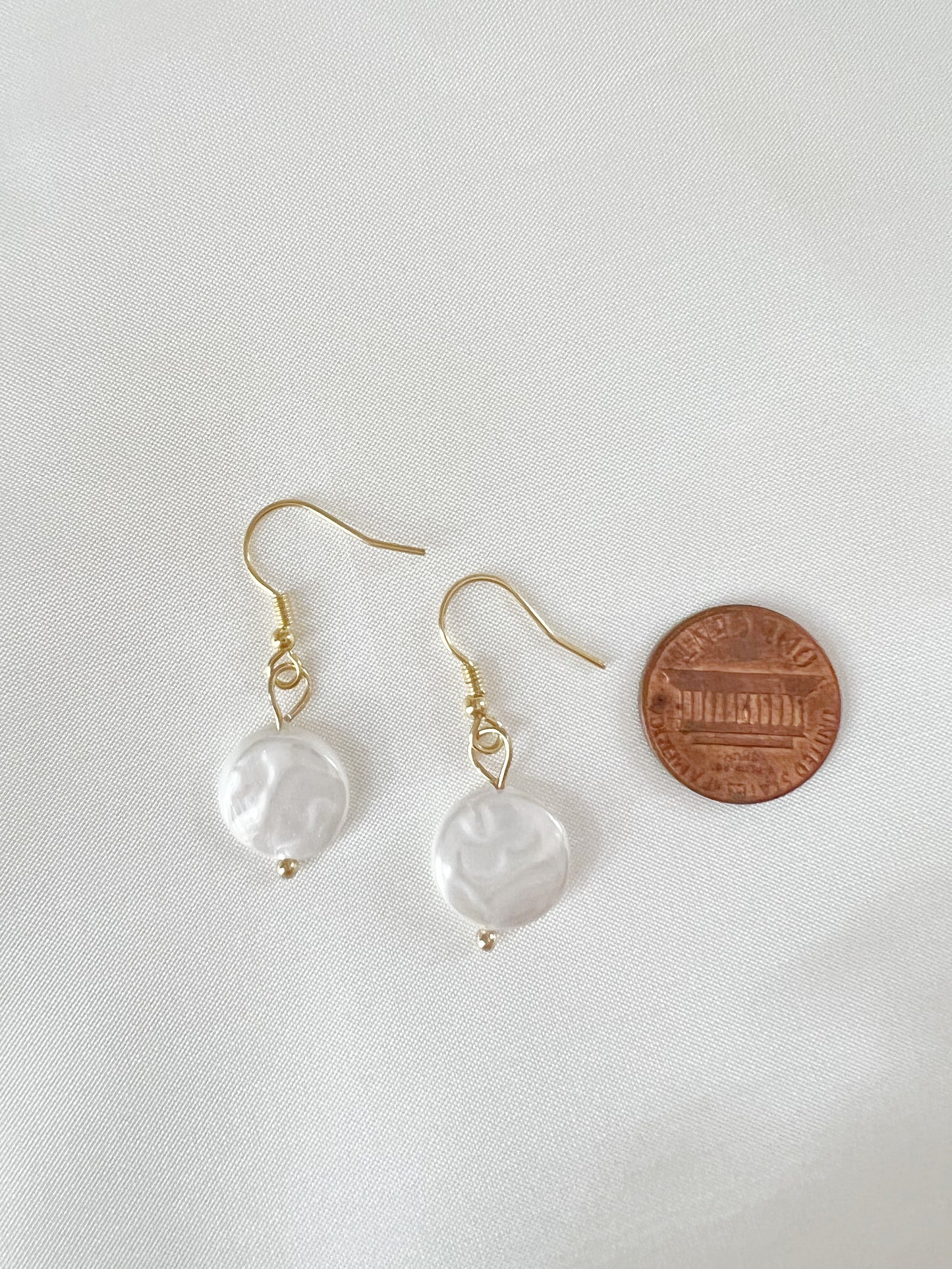 Freshwater Pearl Coin Dangle Earrings